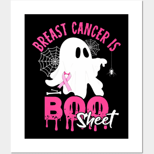 In October We Wear Pink Breast Cancer Is Boo Sheet Halloween Posters and Art